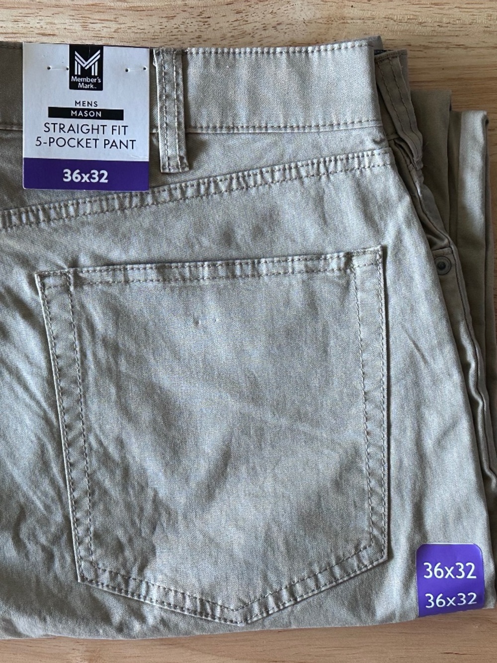 NWT Member's Mark (size 36x32) Men's Mason Khakis *measurements in description
